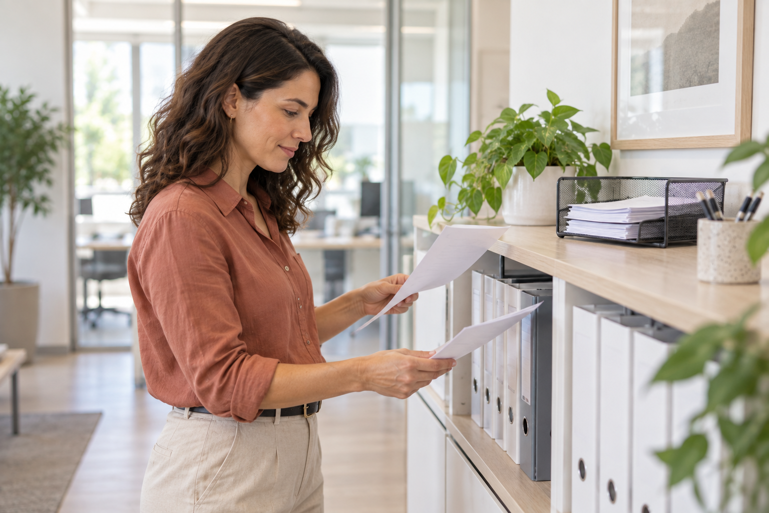 Organización de contratos y documentos en un archivo