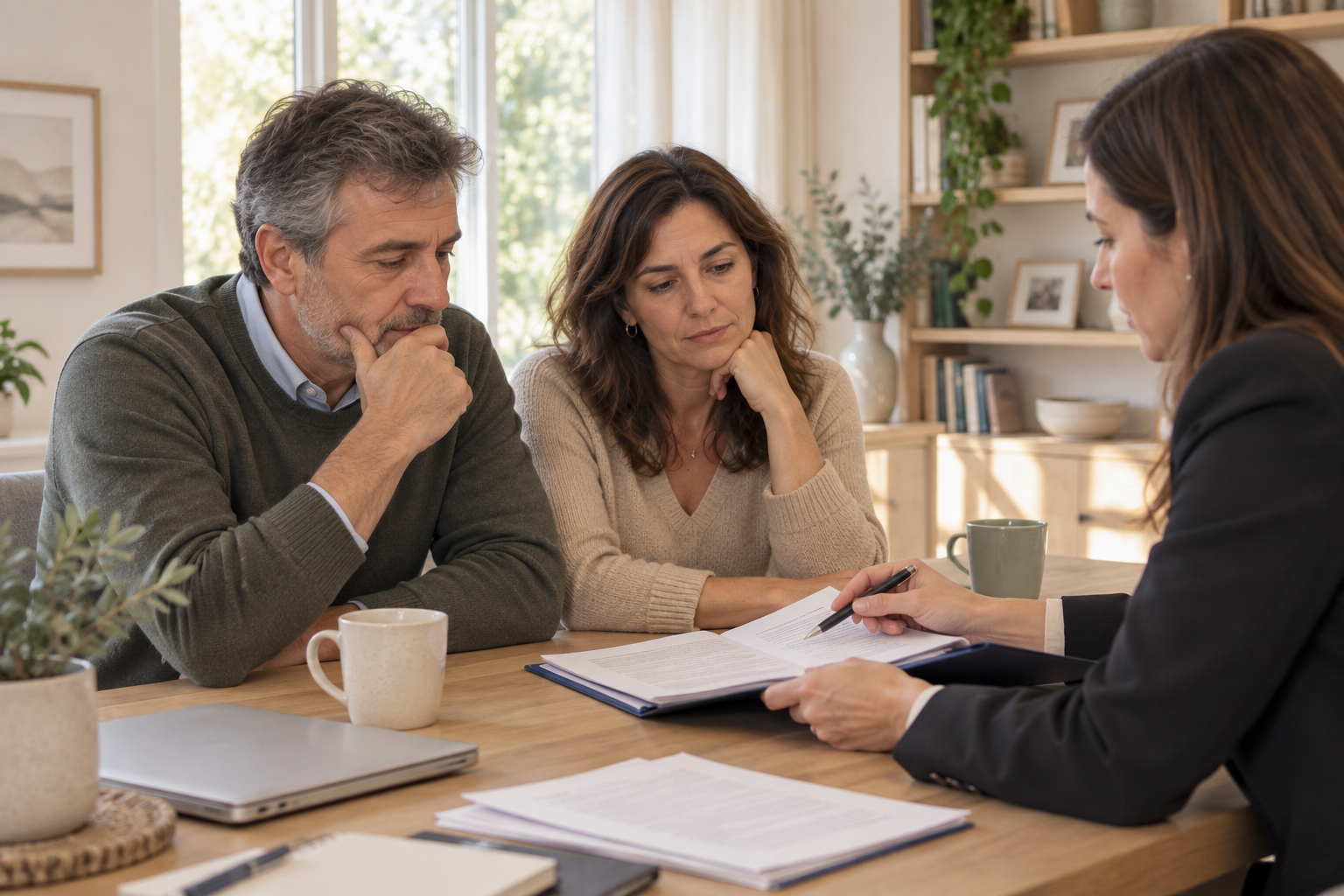 Familia revisando una herencia con asesoramiento jurídico